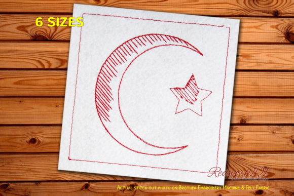 Crescent and Star Symbols Redwork