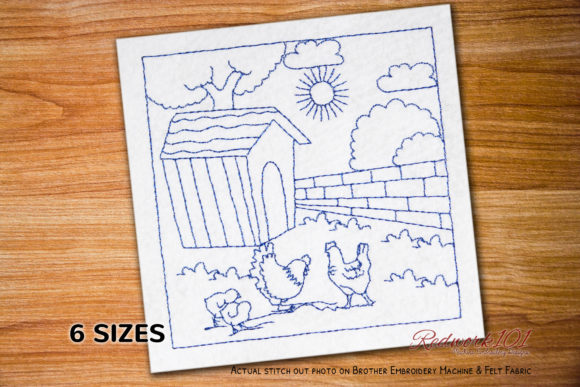 Hen and Chick Redwork Design