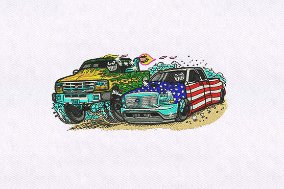 Monster Truck Car Embroidery Design