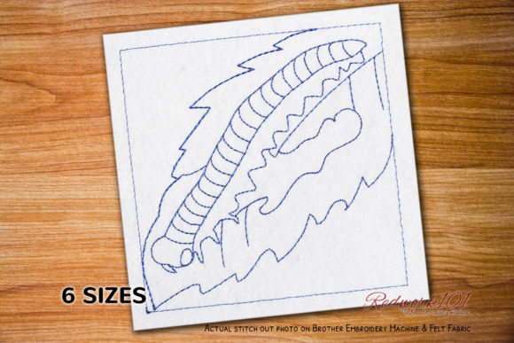 Worm Eating Leaf Redwork