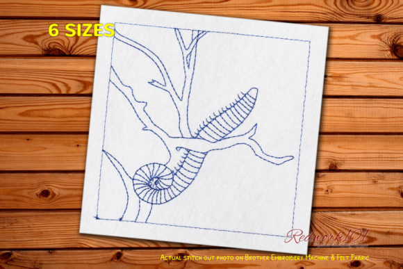 Worm Sitting on a Tree Branch Redwork